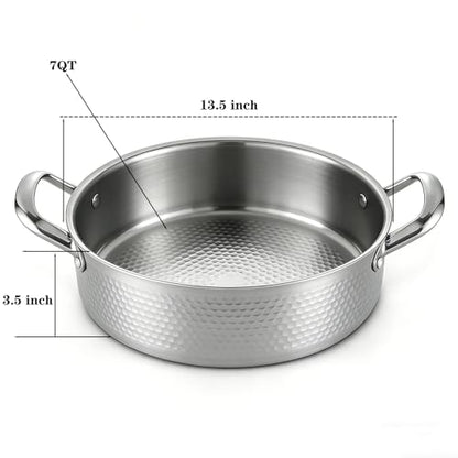 STEHEMO Titanium Hammered Pro Pan, 7QT Saute Pan with Lid, 14 Inch Deep Frying Pan for Cooking, Non-Toxic Skillet, Dishwasher&Oven Safe, Works on All Stoves,7QT
