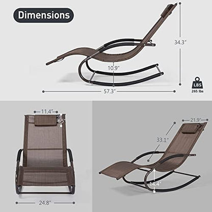 mansion home Outdoor Lounge Chair with Pillow, Patio Chaise Lounge, Brown