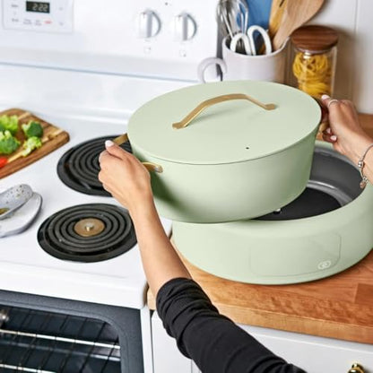 Wonderful 10-in-1 Electric Multi-Cooker 6 Qt Cast Aluminum Pot, 7 Preset Function,Oven & Dishwasher Safe to 400°F Sauté Slow Cook Steam Touch Display (Sage Green)