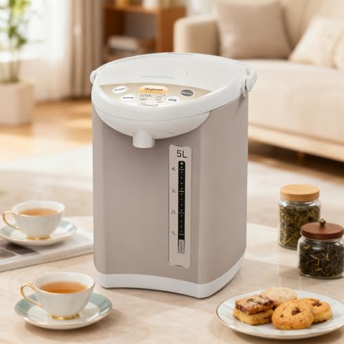 Rosewill Electric Water Boiler and Warmer - 5L/5.3 Qt Stainless Steel Hot Water Dispenser with Rotating Base, Keep Warm Temperature Set, Auto Shut Off, Safety Lock, Instant Heating for Coffee & Tea