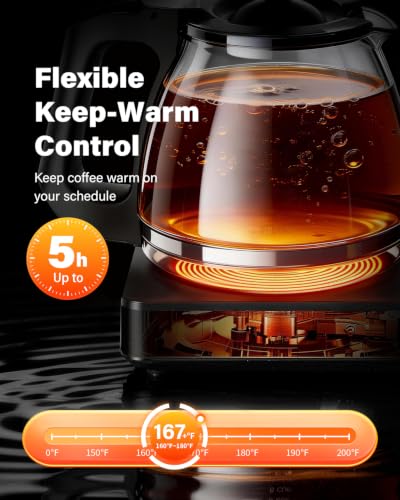 SHARDOR Drip Coffee Maker 10 Cup Programmable, Regular&Bold, LED Display