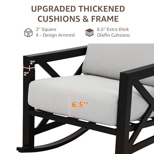 NATURAL EXPRESSIONS 3 Piece Patio Rocking Bistro Set, 6.5'' Thick Cushions