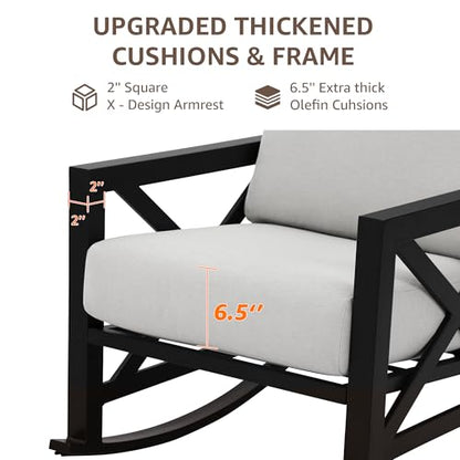 NATURAL EXPRESSIONS 3 Piece Patio Rocking Bistro Set, 6.5'' Thick Cushions