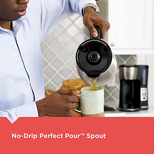 BLACK+DECKER 12 Cup Thermal Programmable Coffee Maker with Brew Strength and VORTEX Technology, Black/Steel, CM2046S
