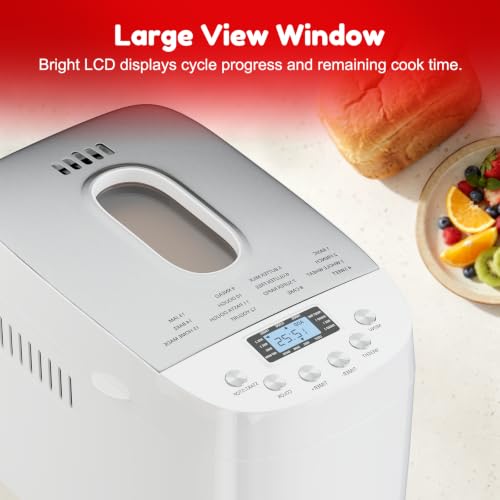 Davivy Bread Maker Machine 3LB with 2 Dough Kneading Paddles,15-in-1 Automatic Large Capacity Bread Machine Nonstick Bowl For Bread, Jam& Yogurt, 3 Loaf Sizes and 3 crust settings（silver，1.5kg）