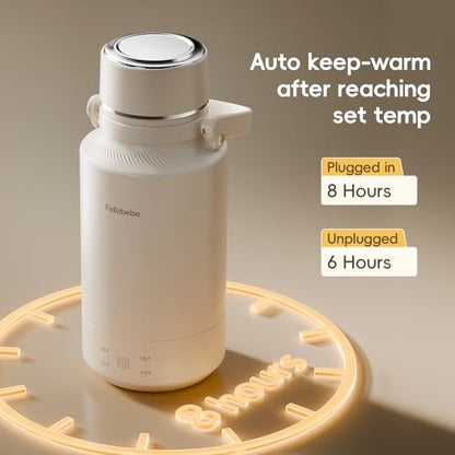 Felizbebe 33.8 Oz/1000mL Portable Electric Kettle,304 Stainless Steel Travel Kettle Electric,4 Temp Settings with Holding Heat,600W Fast Boiling Water with Auto Shut-Off and Boil Dry Protection