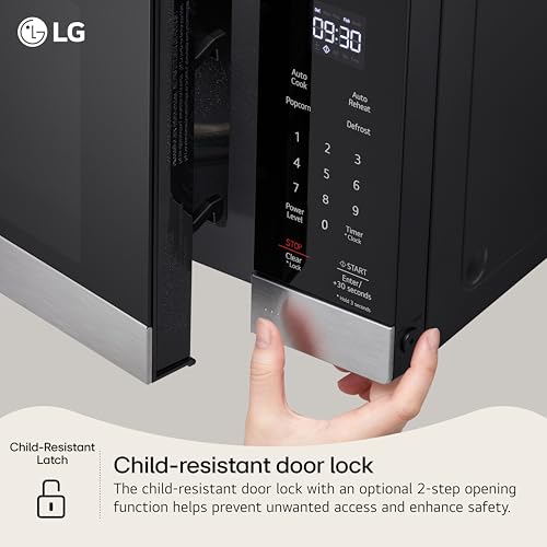 LG Countertop Microwave, 0.9 cu. ft., Stainless Steel, 18.75x14x10.69 Inch, Smart Inverter, NeoChef, 1000 Watts