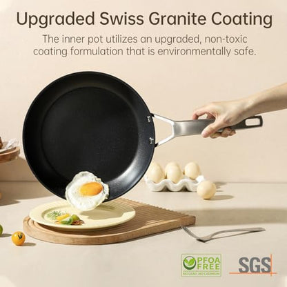 MsMk 10 Inch Frying Pan Nonstick with Lid, Induction Fry Pan with Lid, Titanium and Diamond Non Stick Coating From USA, for Induction, Ceramic and Gas Cooktops, Oven Safe 10 Inch Skillet Nonstick