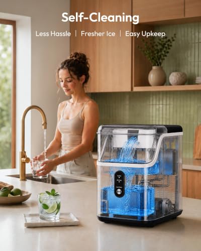 EUHOMY Nugget Ice Maker Countertop, 35lbs/24H, Ready in 7 Mins, Stainless