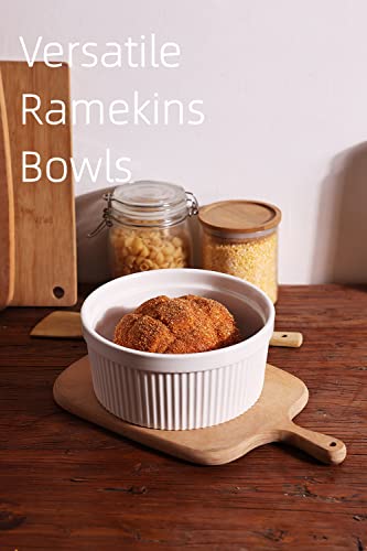 64 oz Ramekins 1 pcs Porcelain Ramekins Dishes for Souffle,Creme Brulee, Pudding, Custard Cups,Bakeware Bowls Set for Baking,Oven Safe, White (8 inch)