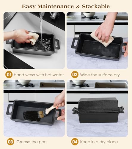 Bachdomc Cast Iron Loaf Pan With Lid, 9×5 in – 2‑in‑1 Heavy‑Duty & Oven‑Safe Loaf Pan for Sourdough & Homemade Bread
