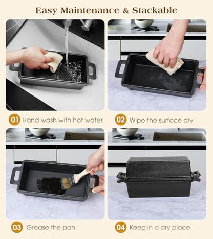 Bachdomc Cast Iron Loaf Pan With Lid, 9×5 in – 2‑in‑1 Heavy‑Duty & Oven‑Safe Loaf Pan for Sourdough & Homemade Bread