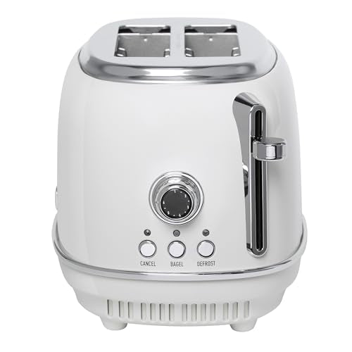 Haden Heritage 2-Slice Wide-Slot Toaster, Stainless-Steel Bread Toaster with Adjustable Browning Control, Non-Slip Feet & Crumb Tray, Ivory & Chrome