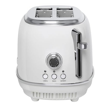 Haden Heritage 2-Slice Wide-Slot Toaster, Stainless-Steel Bread Toaster with Adjustable Browning Control, Non-Slip Feet & Crumb Tray, Ivory & Chrome