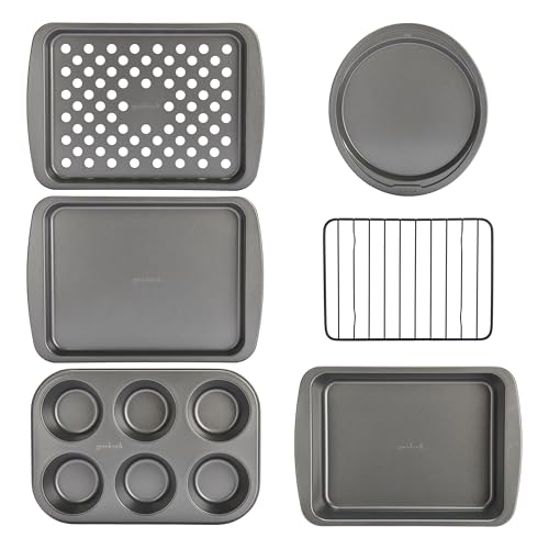 GoodCook Everyday Nonstick Toaster Oven 6-Piece Steel Bakeware Set, Gray