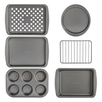 GoodCook Everyday Nonstick Toaster Oven 6-Piece Steel Bakeware Set, Gray