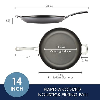 Rachael Ray Cook + Create Hard Anodized Nonstick Frying Pan/Skillet with Helper Handle, 14 Inch - Black