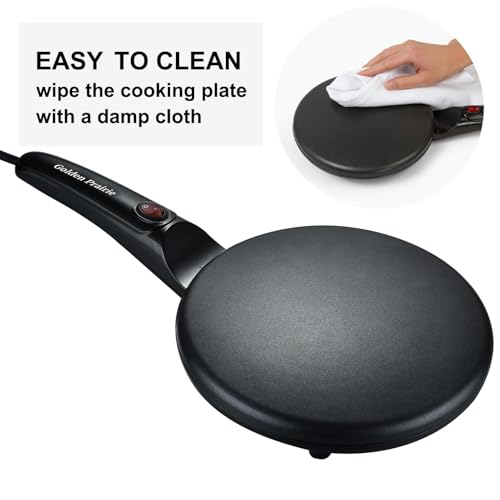 Electric Crepe Maker, 8" Crepe Pan Nonstick with Batter Spreader & Dipping Tray, 800W Quick Heat-Up & Auto Temperature Control for Perfect Pancakes, PFOA & BPA Free, Easy Clean Portable Griddle