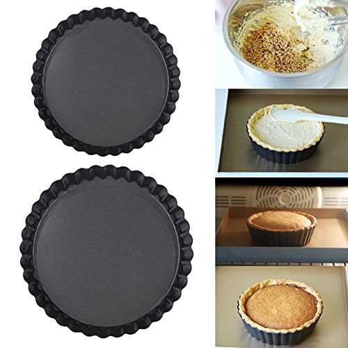 CALIDAKA Tart Pan Non-Stick Carbon Steel Quiche Pan Removable Bottom Pie Pans for baking Quiche Baking Dish(SIZE:8inch)