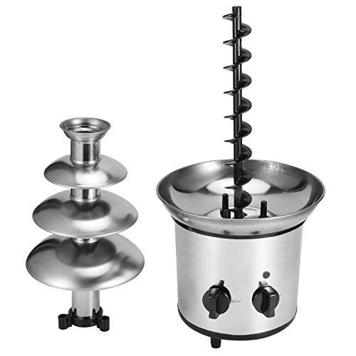 Stainless Steel Chocolate Fountain Chocolate Fondue Maker Four layer Chocolate Fondue Machine large capacity easy to for cafes restaurants(British Flag Type), chocolate fountain