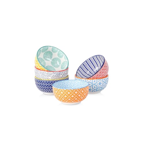 Selamica Ceramic 4 OZ Dipping Bowls Set, 3.5 Inch Mini Bowl for Dipping, Side Dishes, Microwave Dishwasher Safe, Set of 6, Assorted Colors