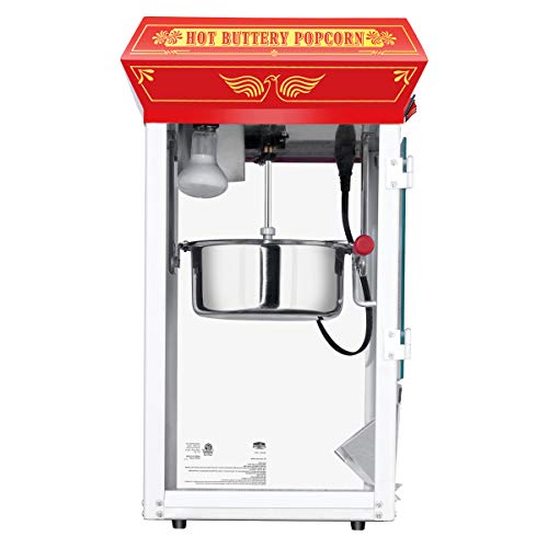 Good Time Popcorn Machine - 3-Gallon Popper with Steel Kettle, Old Maids Drawer, Warming Tray, and Scoop for Home by Great Northern Popcorn (Red)