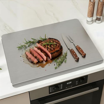 20"L x 16"W Stainless Steel Cutting Board for Kitchen – Large L-Shaped Bread Board, Double-Sided Non-Stick Chopping Board with Lip for Baking, Dishwasher Safe Pastry Board for Kneading