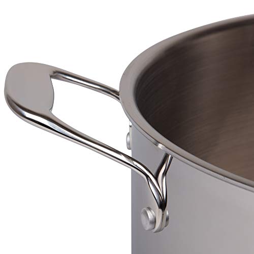 Camerons 16 Quart Stock Pot with Lid - 18/10 Professional Grade Tri-Ply Stainless Steel Stockpot - Commercial Grade Sauce Pot with Stick Resistant Interior, Stay Cool Handles & Induction Compatible