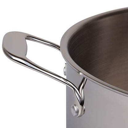 Camerons 16 Quart Stock Pot with Lid - 18/10 Professional Grade Tri-Ply Stainless Steel Stockpot - Commercial Grade Sauce Pot with Stick Resistant Interior, Stay Cool Handles & Induction Compatible