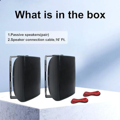 STUDIOFINIX 6.5 Inch 400W Outdoor Speakers Wired Waterproof Passive with Powerful Bass, Wall Mount Speakers for Patio Garden Poolside Home(Pair,Black)