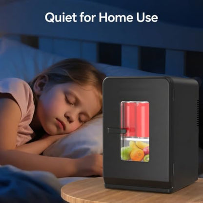 Mini Fridge for Bedroom, 15 Litre/21 Cans Portable Mini Refrigerator with AC/DC Power for Office, Dorm and Car, Thermoelectric Electric Cooler & Warmer Skincare Fridge for Drinks, Food, Cosmetics