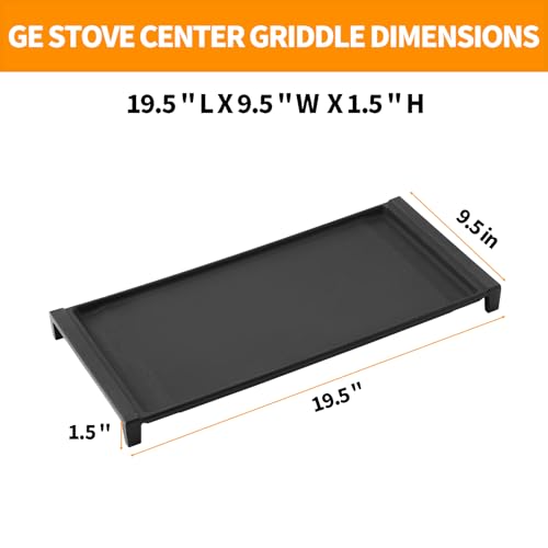 Upgraded WB31X24738 WB31X49806 Griddle Replacement Parts for GE Gas Stove Cast Iron Griddle Plate WB31X24998 General Electric Range StoveTop Cooktop Center Griddle Stove Burner Middle Flat Top Pan