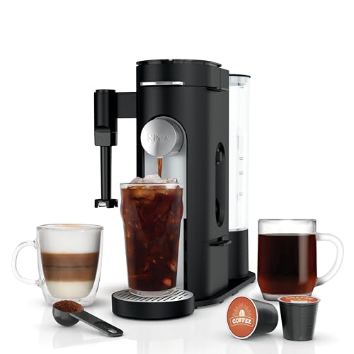 Ninja Coffee Maker, Single Serve, Brew with Coffee Pods and Grounds, Compatible with K-Cup Pods, 4 Styles, up to 24 Ounces Cup Sizes and 56 Ounces Removable Reservoir, Black, PB051