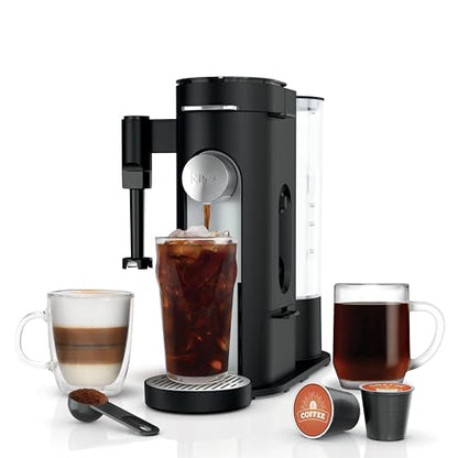 Ninja Coffee Maker, Single Serve, Brew with Coffee Pods and Grounds, Compatible with K-Cup Pods, 4 Styles, up to 24 Ounces Cup Sizes and 56 Ounces Removable Reservoir, Black, PB051
