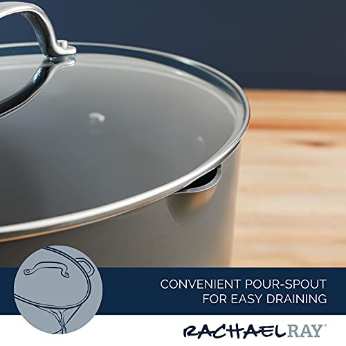 Rachael Ray 80090 Professional Hard Anodized Nonstick Cookware Oval Pasta Pot/Braiser, 8 Quart - Gray