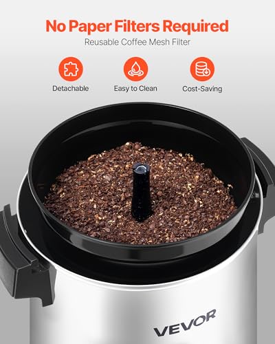 VEVOR Commercial Coffee Urn, 40 Cups, 6.3 qt 1090W Hot Beverage Dispenser