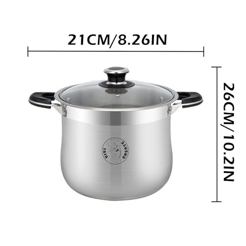 Vivicreate 11.5 Quart Stainless Steel Stock Pot with Lid Large Induction Cooking Pot for Pasta Soup Boiling Stew with Measurement Marks and Handles