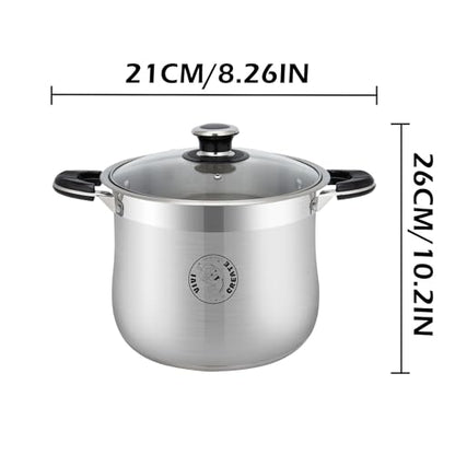 Vivicreate 11.5 Quart Stainless Steel Stock Pot with Lid Large Induction Cooking Pot for Pasta Soup Boiling Stew with Measurement Marks and Handles