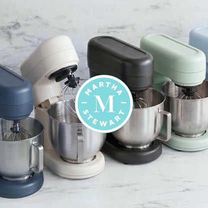 Martha Stewart 5.3Qt Stand Mixer, 12-Speed Tilt-Head Electric Kitchen Mixer with Stainless Steel Bowl, Dough Hook, Whisk & Beater, Splash Guard, Ideal for Baking Bread, Cake & Whipping, Caviar Gray