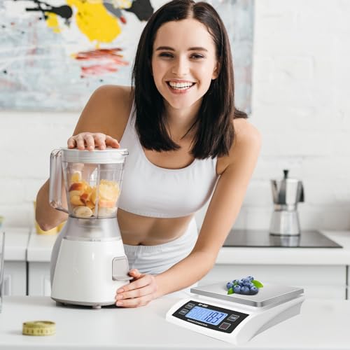 Puozult Digital Kitchen Scale 30kg/66lb Large Food Scale for Baking Cooking Stainless Bread Scale with LCD Display Counting Scales for Commercial(Color : Stainless White)