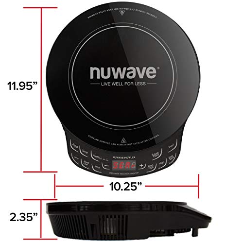 Nuwave Precision Induction Cooktop, 10.25” Shatter-Proof Ceramic Glass, 6.5” Heating Coil, 81 Temps from 100°F to 500°F, 3 Wattage Settings 600, 900 & 1400 Watts