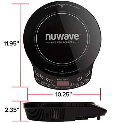Nuwave Precision Induction Cooktop, 10.25” Shatter-Proof Ceramic Glass, 6.5” Heating Coil, 81 Temps from 100°F to 500°F, 3 Wattage Settings 600, 900 & 1400 Watts