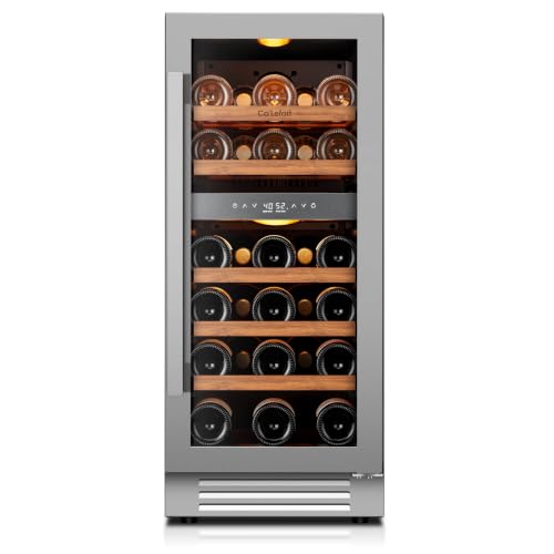 Ca'Lefort 15 Inch Wine Fridge, 28-Bottle Dual Zone Wine Cooler Refrigerator
