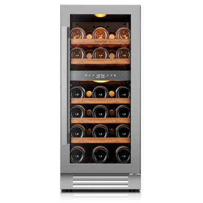 Ca'Lefort 15 Inch Wine Fridge, 28-Bottle Dual Zone Wine Cooler Refrigerator