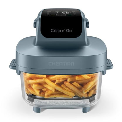 Chefman Crisp n’ Go 4 Qt Glass Air Fryer, 4-in-1, PFAS-Free Bowl & Rack