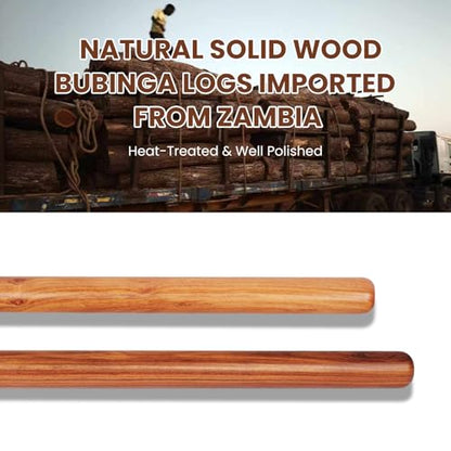 Sinotekk Natural High-Density Solid Bubinga Wood French Rolling Pin | 50% Heavier than Sapele pins | Less Effort | Perfect for Pies, Pastry & Cookies | Protective Fabric Sleeve - Ideal Baking Gift.