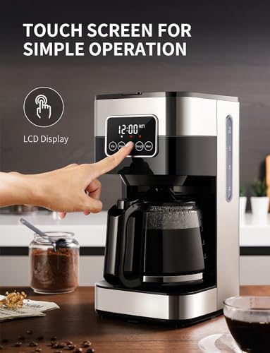 SHARDOR 10-Cup Programmable Coffee Maker, Regular & Strong Brew Drip Coffee Machine for Home and Office, Auto Shut Off, Permanent Filter, Silver