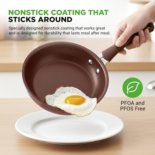 NutriChef 20 Piece Professional Home Kitchen Cookware and Bakeware, Pots and Pans Set Non Stick Kitchenware, Cool-Touch Handles, Safe for Gas, Electric, Induction Cooktops, Easy Clean, Brown