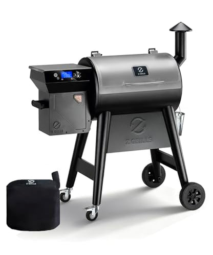 Z GRILLS 450E Pellet Smoker Grill, Upgrade PID 3.0 Temperature Control (180-450°F), 459 SQ.IN Cooking Area, 8 in 1 BBQ Grill,Hopper Cleanout, Meat Probe, Rain Cover, for Backyard Camping