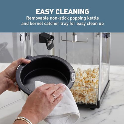 West Bend Stir Crazy Movie Theater Popcorn Popper, Popcorn Maker Machine with Nonstick Popcorn Kettle, Measuring Tool and Popcorn Scoop for Popcorn Machine, 4 Qt., Red